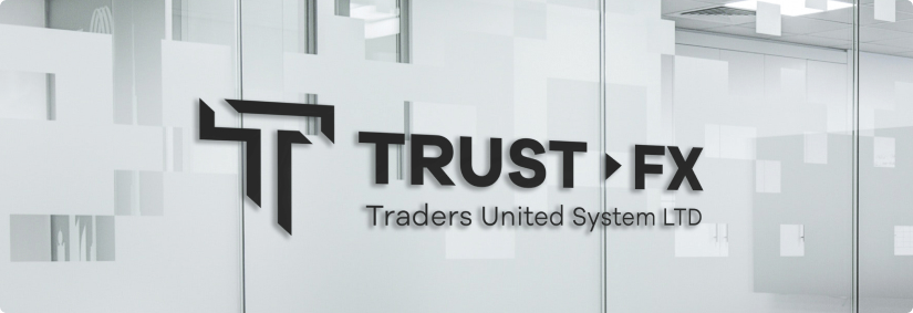 Trust FX logo on wall